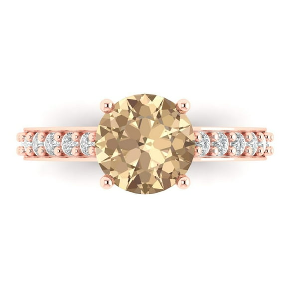 Clara Pucci 14K Rose Gold 2.3ct YellowMoissanite Solitaire with Accents