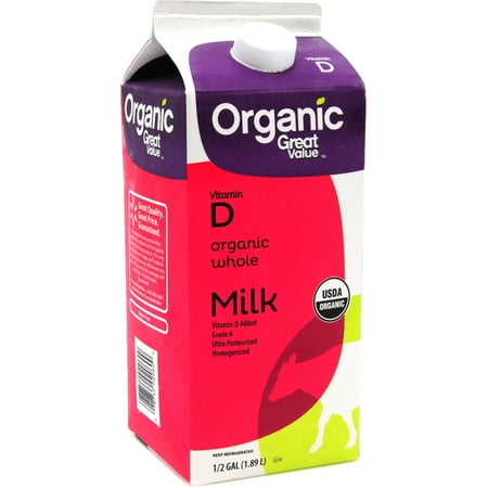 Great Valuee Organic Vitamin D Whole Milk, 1/2 Gallon