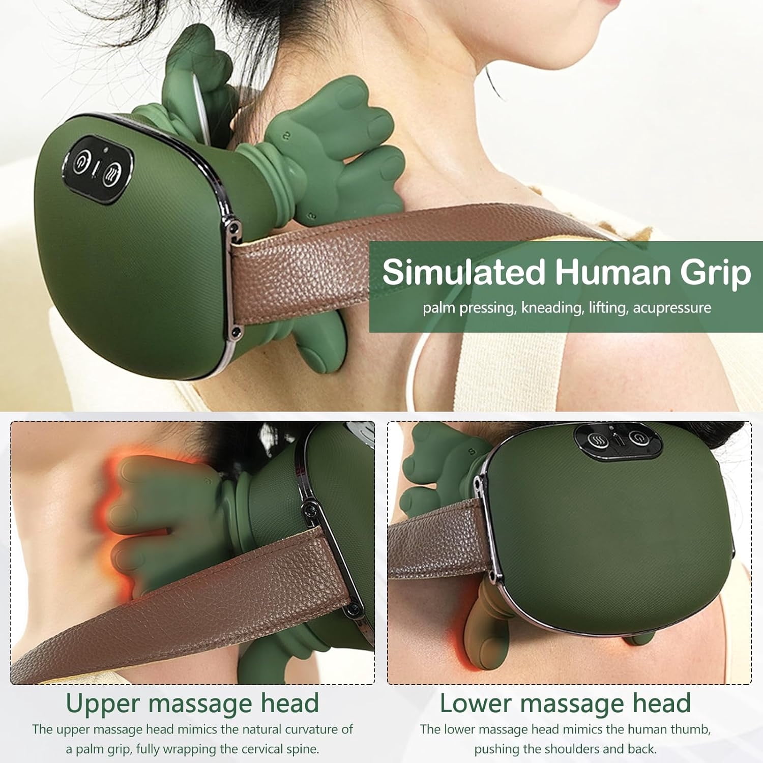 Wireless Electric Neck And Back Massager With Heat, Adjustable Intensity Levels, Portable Massage Device For Men And Women Christmas Gift