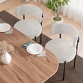 thumbnail image 5 of Woodty Dining Room Chairs, Modern Medieval Circular Dining Arm Chairs, Fabric and Metal, White Set of 2, 5 of 7