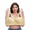 thumbnail image 4 of Fulorrnie Bras for Women Plus Size Wirefree Comfort Supportive Front Closure Seamless Full Figure Sport Bra, Light Yellow .B, 50, 4 of 7