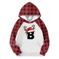 thumbnail image 4 of ITSAME Kids Christmas Hoodie, Xmas Graphic Plaid Long Sleeve with Pocket Boys Girls Holiday Hooded Sweatshirt Red 7T, 4 of 5