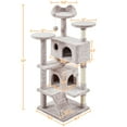 thumbnail image 3 of Yaheetech 53.9" H Cat Tree with Double Condos, Scratching Posts & Ramp, Brown/White, 3 of 7