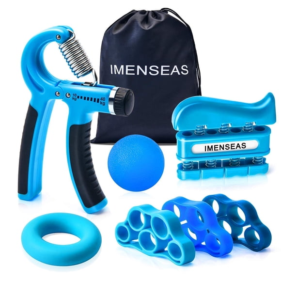 Fortalecedor de agarre IMENSEAS, paquete de 7, ajustable, azul