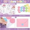 thumbnail image 5 of 24 Pcs Unicorn Birthday Invitation Girl Party Card, Pink Envelope Sticker Labels Kit Supplies for Baby Shower, 5 of 5