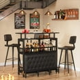 thumbnail image 7 of Tribesigns Bar Unit Home Entertainment Collection Upholstered Bar with Storage and Footrest, Black, 7 of 7