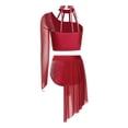thumbnail image 5 of Aislor Lyrical Dance Women Single Long Sleeve Crop Top with Skirted Briefs Ballet Skating Outfit Burgundy M, 5 of 7