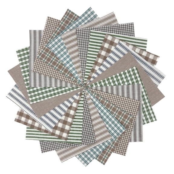 JCS 5" Lightwash Neutral Homespun Plaid Precut Quilt Squares Charm Pack, Gray (40 Pieces)