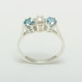 thumbnail image 4 of LBG Classic 10k White Gold Cultured Pearl & Blue Topaz Womens Anniversary Ring - Size 5.25, 4 of 6