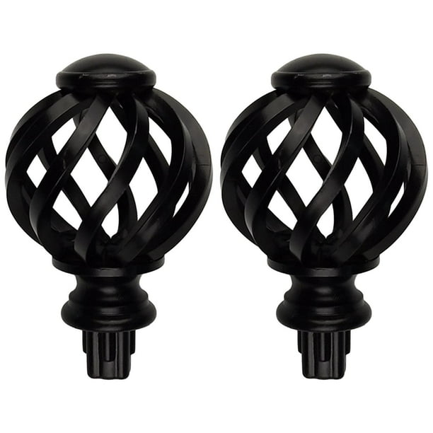 Matsuzay 2 piezas de remates de barra de cortina de 3/4 pulgadas de repuesto para sala de estar Tratamientos de ventanas negro ahuecado 2 piezas