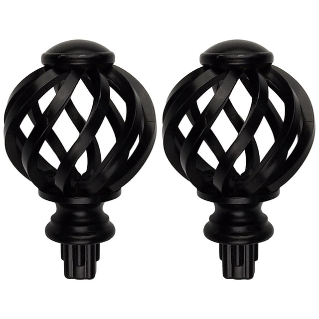 Guardoinrt Embouts Modernes pour Tringle à Rideaux 3/4 Pouces Remplacement pour Pièce Noir Ajouré 2 Pcs 1Ensemble