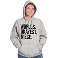 thumbnail image 4 of Worlds Okayest Niece Family Love Zip Hoodie Sweatshirt Women Brisco Brands L, 4 of 5
