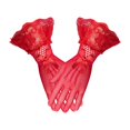 thumbnail image 1 of Guantes cortos de encaje para mujer, guantes de rejilla, lazo, de moda, formales para bodas, transparentes para Rojo, 1 of 9