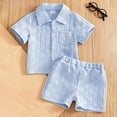 thumbnail image 5 of Kaprioy Baby Boys Clothes Set Toddler Infant Boys Button-down Shirt Tops + Cotton Gauze Shorts Summer Outfit 2PCS with Pockets Baby Boys' Shorts Sets, 5 of 7