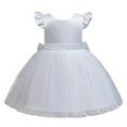 thumbnail image 1 of LUOGENLI Robe Élégante pour Fille, Manches Bouffantes, Tutu, Tenue Formelle pour Fille, Robe de Spectacle (Blanc Taille 9-10 Ans), 1 of 7