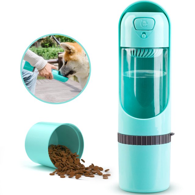 Botellas de agua para perros de PET, botella de viaje para perros con contenedor de comida