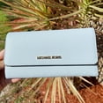thumbnail image 2 of Michael Kors Jet Set Travel Large Trifold Wallet Pale Ocean Blue Saffiano Leather, 2 of 4