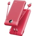 thumbnail image 1 of VRURC Portable Charger Built-in Cables and AC Wall Plug, USB C Power Bank 10000mAh, 2023 Upgraded Version Phone Charger Compact Lightweight External Battery Pack for Smart Phones, Tablets etc-Red, 1 of 5