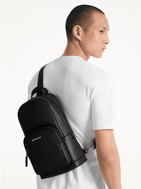 Michael Kors Outlet Cooper Pebbled Leather Sling Pack - Black