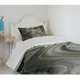 thumbnail image 4 of Ambesonne Black and White Quilted Bedspread Set 2 Pcs, Asphalt Road, Twin Size, Black Grey Yellow, 4 of 6