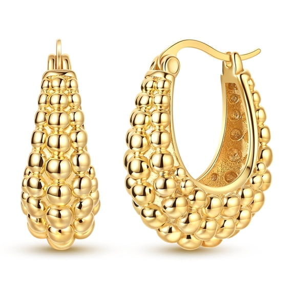 Beaded Hoop Earrings, Lightweight Everyday Comfort