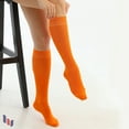 thumbnail image 4 of HUGH UGOLI Women's Bamboo Knee High Socks | Comfort Seam Long Dress Socks, Soft & Lightweight | 4 Pairs, Charcoal/Pumpkin Orange, Shoe Size: 5-8, 4 of 5