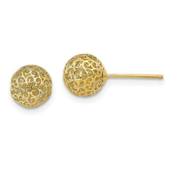 Auriga Fine Jewelry 14K Yellow Gold 7.75mm Filigree Ball Stud Earrings for Women