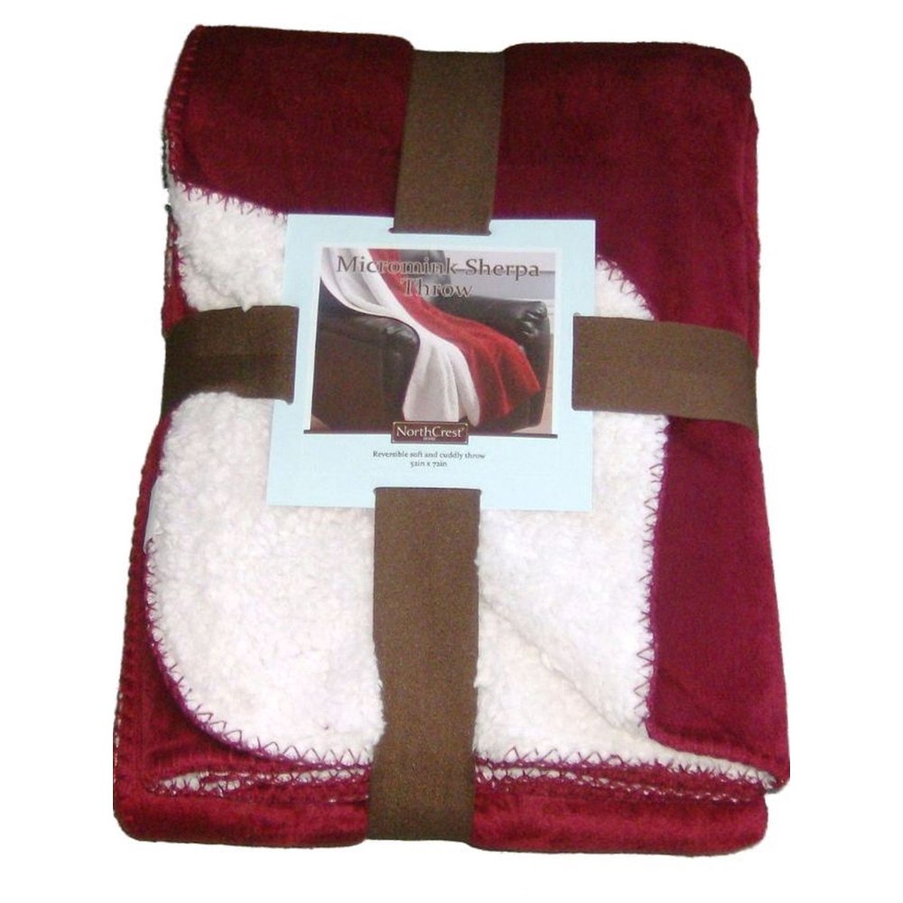 NorthCrest Home Sherpa Micromink Rich Red Oversized Soft Throw Blanket