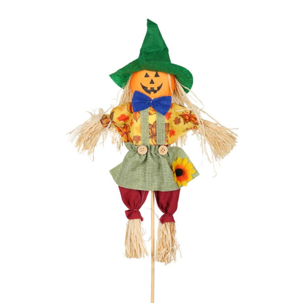 IFOYO Small Fall Harvest Scarecrow Decor Porch Yard Home 3 Pack Happy Halloween Decorations 15.75 Inch Scarecrow Halloween Decoration for Garden Thanksgiving Decor 