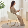 thumbnail image 4 of Furniliving Velvet Accent Chair Makeup Vanity Chair with Back Leisure Chair for Living Room,Khaki, 4 of 13