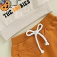 thumbnail image 5 of Toddler Baby Girl Boy Halloween Outfit Ghost Print Crewneck Sweatshirt Long Sleeve Shirts Top and Pants Set Fall Winter Clothes, 5 of 8