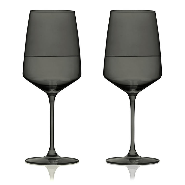Black Stem Wine Glasses Black Modern Set of Four Round Base 7 Tall