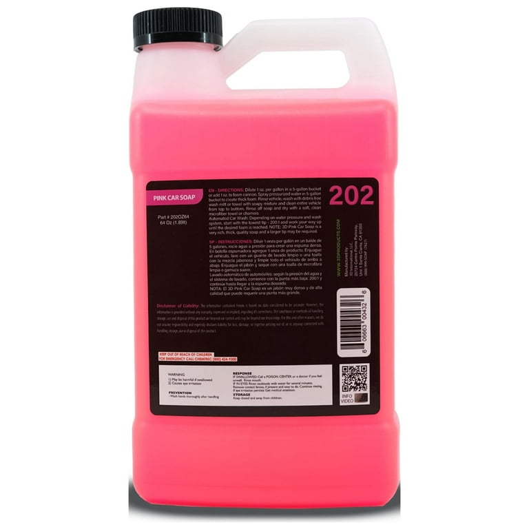 3D Pink Car Wash Soap (1 Gallon) - pH Balanced, Easy Rinse, Scratch Free  Car Soap