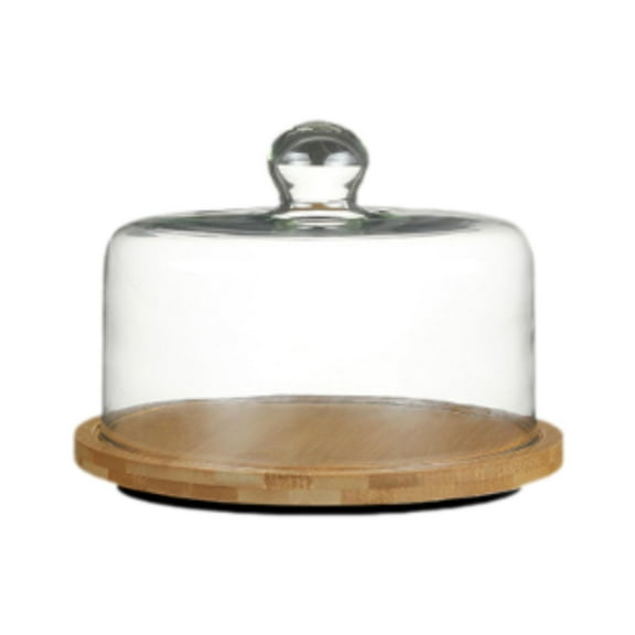 Zxpjkyu Cake Stand with Glass Dome Dessert Tray Rotable Dust Dustproof Versatile Serving 18x22cm