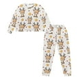 thumbnail image 2 of DISNIMO Deer Print Womens Pajama Sets Long Sleeve Sleepwear Christmas 2 Piece Pj Lounge Set with Pockets Crew Neck Pullover Top Wide Leg Pants, XL, 2 of 7