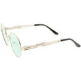thumbnail image 3 of Oversize Round Sunglasses Engraved Metal Arm Cutout Color Tinted Lens 53mm (Gold / Green), 3 of 4