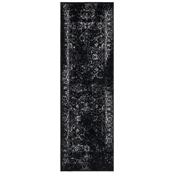SAFAVIEH Adirondack Wyatt Traditional Distressed Runner Rug, Black/Ivory, 2'6" x 8'