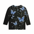 thumbnail image 4 of YUNAFFT Girls Christmas Print Casual 3/4 Sleeve Round-Neck Blouses & Shirts Cotton-Like Comfort Fit Elastic 4-14Y, 4 of 7