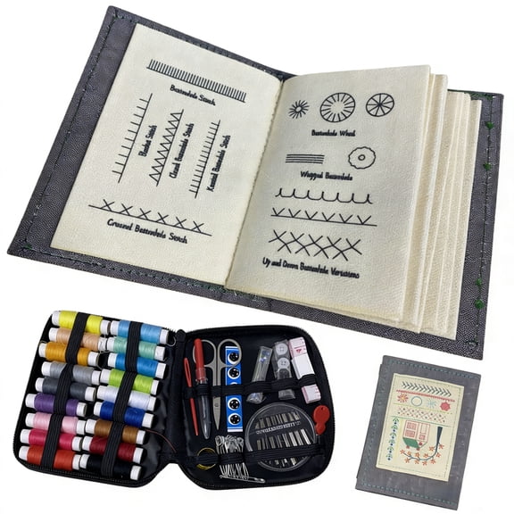Embroidery Stitches Book Topboutique DIY Stitch Book with Tools Set Creative Embroidery Starter Kit Sewing Patterns Stitch Book Embroidery Sewing Books for Beginners Adult