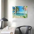 thumbnail image 4 of Orinice Beach Bathroom Wall Art Coastal Beach Palm Trees Pictures Wall Decor Blue Sea   Painting Print Artworks Tropical Ocean Nautical Wall Decor Framed for Living Room   16x12in, 4 of 6
