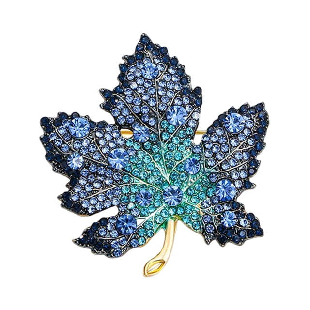 Visland Maple Leaf Brooch Colored Rhinestone Enamel Thanksgiving Brooch Festive Autumn Inspired Design Lapel Badge
