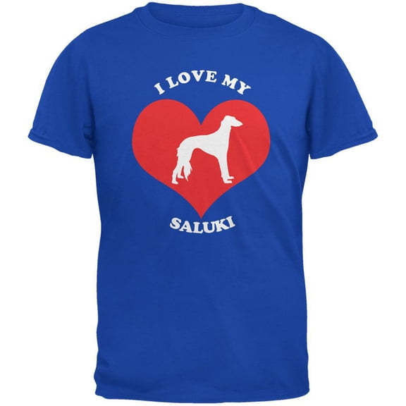 Valentines I Love My Saluki Royal Adult T-Shirt - Medium