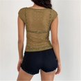 thumbnail image 7 of Endives Mesh Short Sleeve Tops for Women Lace Tops Slim Fit Crop Tops Shirt See Through Going Out Top Club Wear Night Wear T Shirts for Women S, 7 of 7