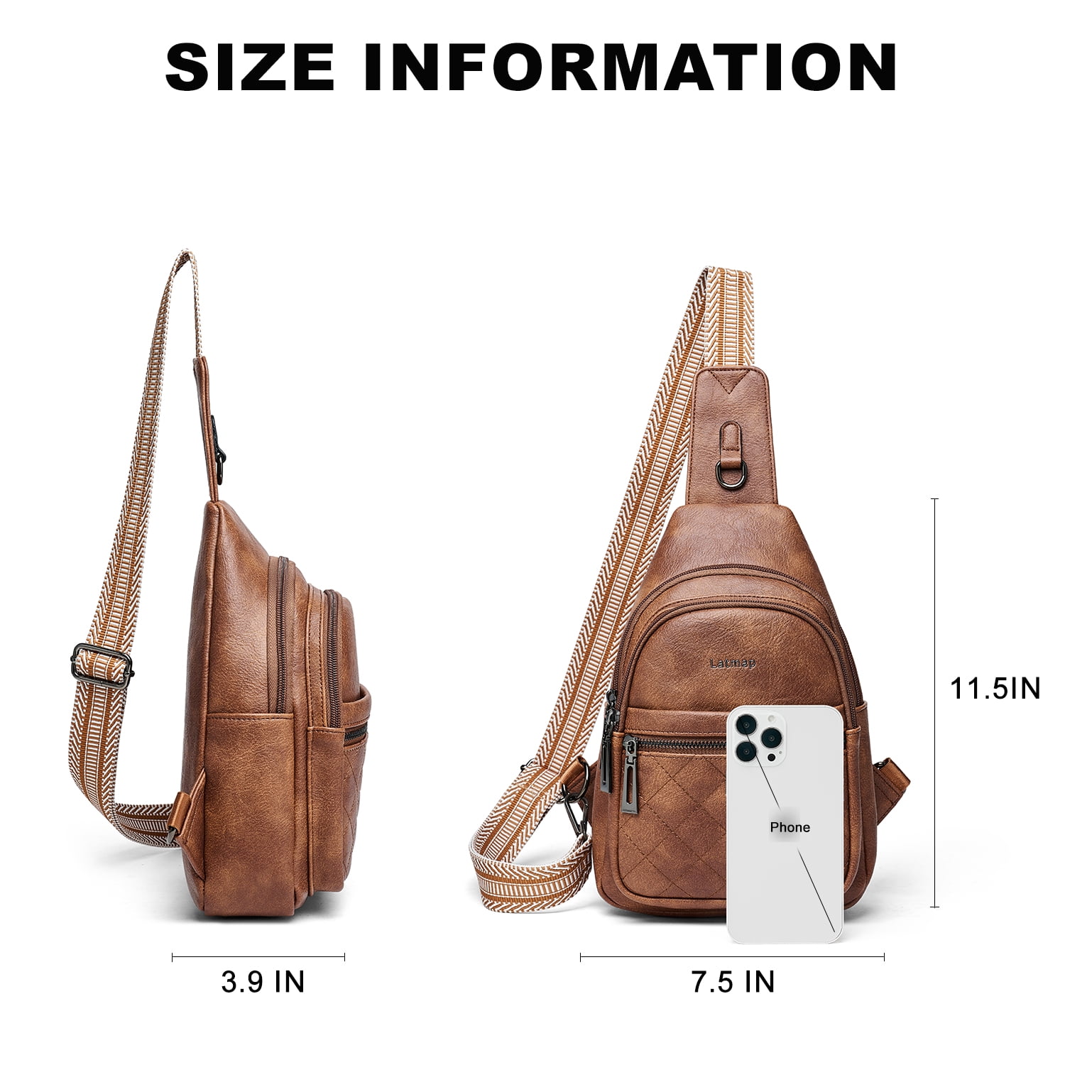Sling Bag for Women Crossbody Fanny Pack - Lightweight Waterproof Faux Leather Purse for Travel Hiking Running Hands-Free