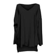 thumbnail image 3 of WREESH Womens Fashion T-Shirts Casual V Neck Solid Color Pullover Loose Fit Long Sleeve Tops Casual Tops Blouse T-Shirt Black, 3 of 3