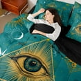 thumbnail image 4 of Manfei Bohemian Hamsa Eye Twin Bedding Sets, Boho Sun and Moon Bedding Comforter Set, Cosmos Astrology Celestial Sheet Sets, Green Super Cozy Room Decor Reversible 7 Pieces, 4 of 8