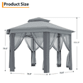 thumbnail image 2 of Gazebo Hexagonal Escamotable 13 X 13 Pi avec Moustiquaire et Toit à Double Évent, Auvent Extérieur à Hauteur Réglable avec Protection UV pour Fêtes sur Patio et Cour Arrière, Bleu Kaki Vert Gris Beige, 2 of 6