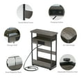 thumbnail image 3 of Narrow Side Table with Charging Station, 3 Tier Slim End Table with Storage Shelf for Small Spaces, 21.6 Inch Height Thin Tables Small Nightstand Magazine Rack for Living Room,Grey, 3 of 9