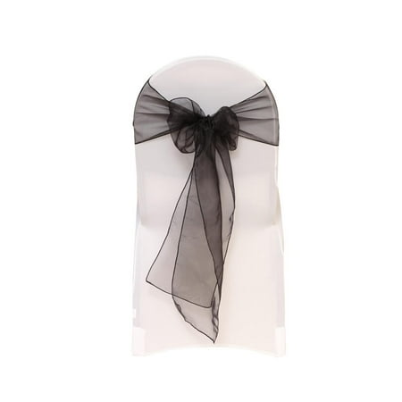 Your Chair Covers - Organza Sashes Black (Pack of 10) for Wedding, Party, Birthday, Patio,