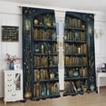 thumbnail image 3 of Vintage Bookshelf Curtains, Fantasy Bookshelf Books Medieval Style Home Decor Bedroom Living Room Window Treatment Drapes Set-52"W x 84"L (Pack of 2), 3 of 7
